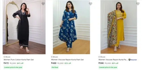 Image of G Bluxe Women's Ethnic Sets upto 84% Discount