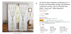 GD Home Double Leaf Blackout Curtains Set of 2