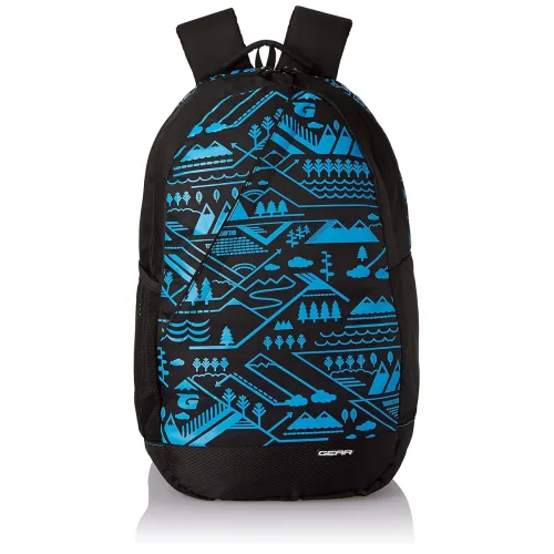 Image of Gear 22 ltrs Black and Royal Blue Casual Backpack (BKPCMPUS10110)