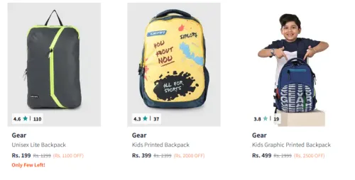 Image of Gear Backpack Starting @ ₹199