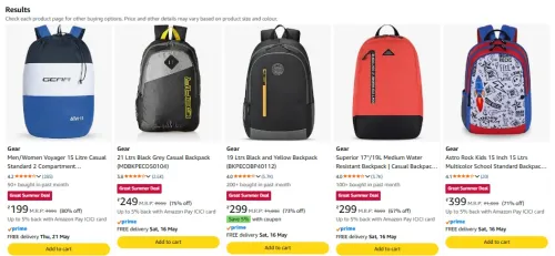 Image of Gear Backpack Starting @ ₹199 