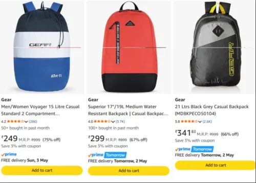 Image of Gear Backpack Starting @ ₹249