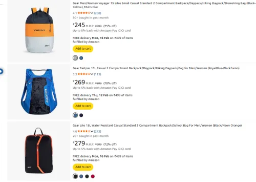 Image of Gear Backpack Starting at ₹245