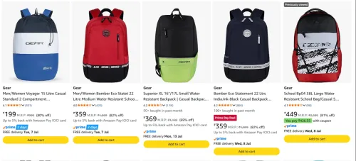 Image of Gear Backpacks starting at ₹199