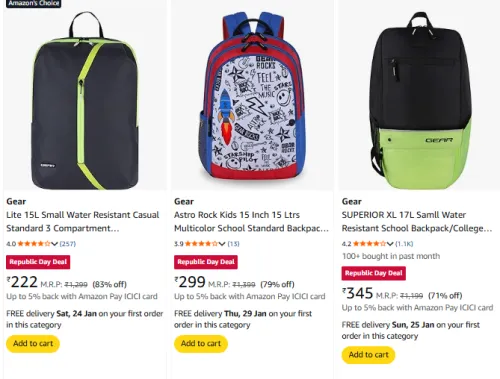 Image of Gear Backpacks Upto 85% Discount off 