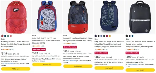 Image of Gear Backpacks upto 87% Discount
