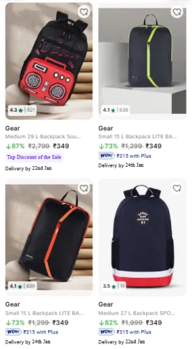 Image of Gear Backpacks @ Up to 87% Discount | Starting ₹219