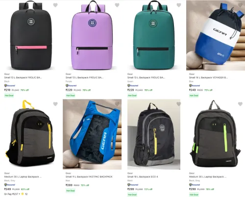 Image of Gear Bags & Backpacks starting @ ₹219