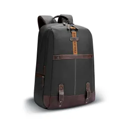 Gear Classic 4 31L Faux Leather Laptop Backpack (Black-Brown)