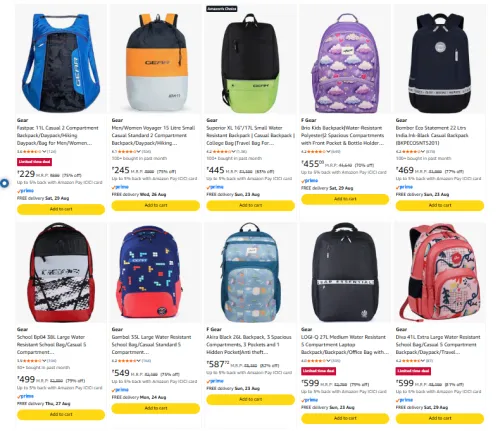 Image of Gear Fastpac 11L 2-Compartment Backpack Upto 82% OFF