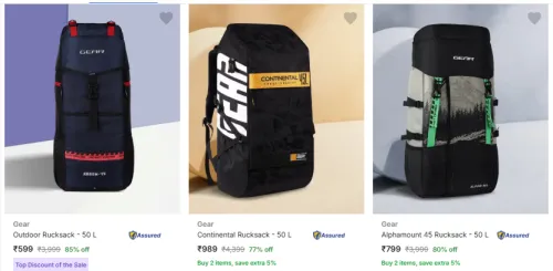 Image of Gear Rucksacks @ Start ₹599