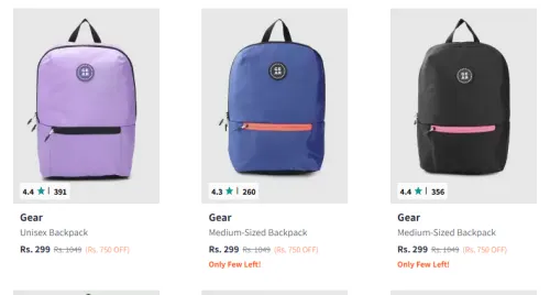Image of Gear Unisex Backpack Starting At @₹299