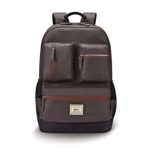Image of Gear Vintage Boxy 18 \'/ 26L Medium Faux Leather Water Resistant Laptop Backpack /Casual Bag /Daypack /Travel Backpack /