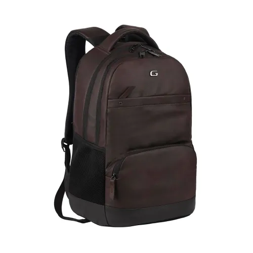 Image of Gear Vintage2 Anti Theft Faux Leather 28 Ltrs Brown Laptop Backpack (LBPVG2LTH0201)