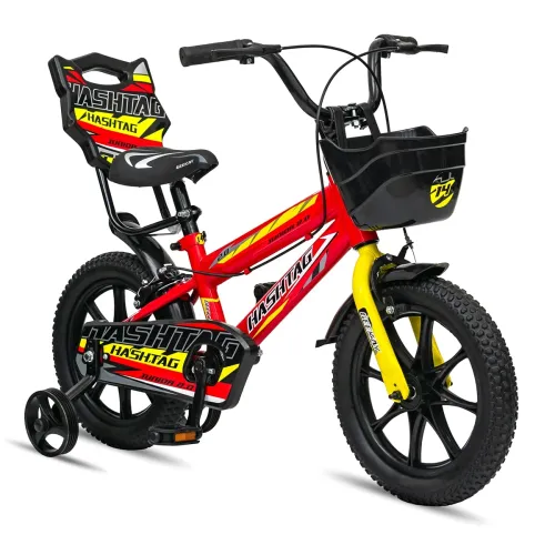 Image of Geekay Hashtag Junior 2.0 Single Speed 14T Kids Cycle - Red Yellow