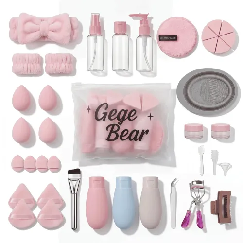 Image of Gege Bear 38 Piece Beauty Skincare Kit Spa Headband Baby Pink