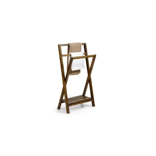 Image of Generic Sheesham Wood 3-Tier Towel Rack (Dark Brown)
