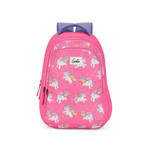 Image of Genie Unicorn School Backpack for Girls |17 In-27 Ltr with Three Compartments, Side Pockets and Light Weight with Padded
