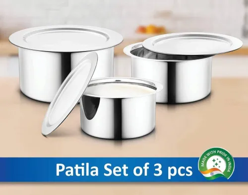 Image of GenKraft Induction Bottom Cookware Set (Stainless Steel, 3 - Piece)