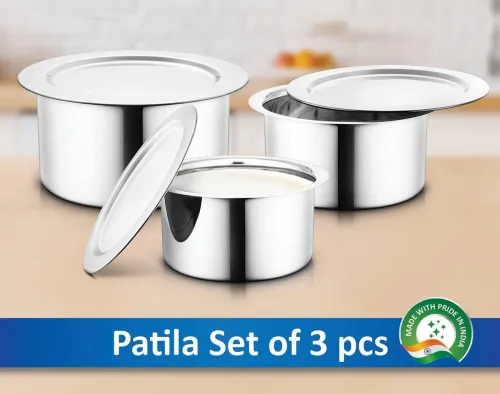 Image of GenKraft Induction Bottom Cookware Set (Stainless Steel, 3 - Piece)