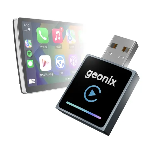 Image of Geonix DashPlay 2-in-1 Wireless Car Receiver for Android Auto & Apple CarPlay, Converts Wired to Wireless, Bluetooth Plu