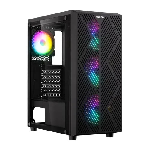Image of Geonix Hercules Rome Gaming Cabinet, 4 ARGB Fans, Mid Tower PC case, Black