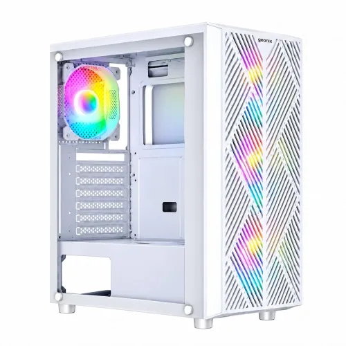 Image of Geonix Hercules Rome Gaming Cabinet, 4 ARGB Fans, White
