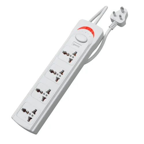 Image of Geonix PowerSpan S4 | Extension Board with 4 Universal Sockets with on Off Button, 3mtr Long Copper Cable, 1500 Watts, 6