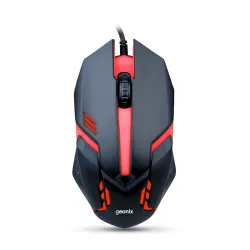 GEONIX Vigor R7 Wired Gaming Mouse with 1200 DPI, PVC Cable, 3 Buttons, Center Click, 1 Year Warranty (Black Red)