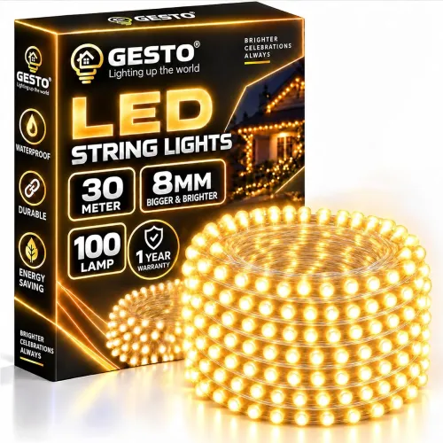Image of Gesto 30 Meter LED String Lights – Warm White 8mm 