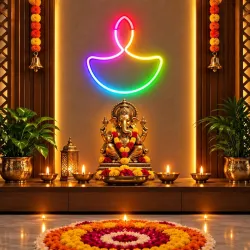 Gesto Diwali Diya Neon Sign Multicolor LED Neon RGB Light Strip 