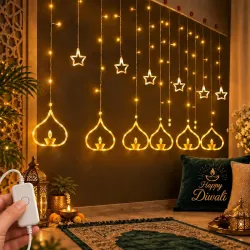 Gesto Diya Curtain Fairy Lights for Decoration