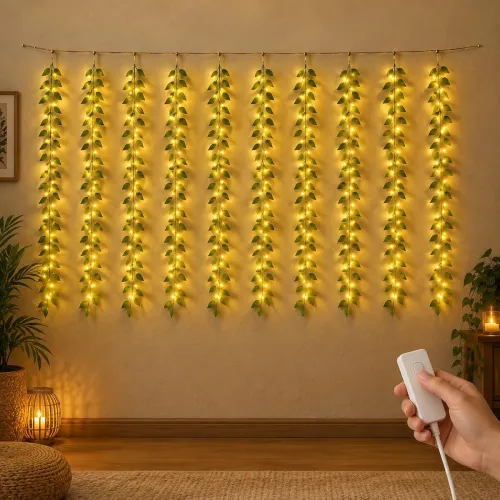 Image of Gesto Leaf Curtain Fairy Lights for Decoration