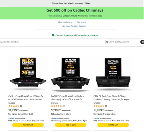 Image of Get 500 off on Cadlec Chimneys starting at ₹6,999