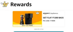 Get Flat ₹1200 Cashback On Min ₹10000 Purchase On Kitchen & Appliances