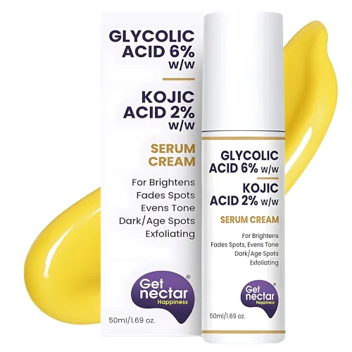 Image of Get Nectar Happiness 6% Glycolic & 2% Kojic Acid Serum Cream Helps Reduce Pigmentation, Acne Scars, Dark, Age Spots, Ble
