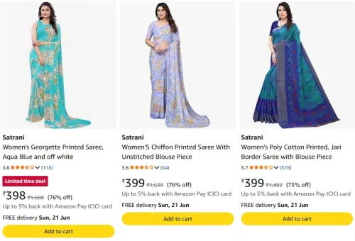 Image of Get Women's Saree at minimum 76% Discount