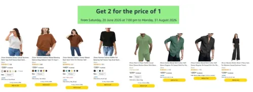 Image of Amazon Offer: Get 2 for the price of 1 On Clothes