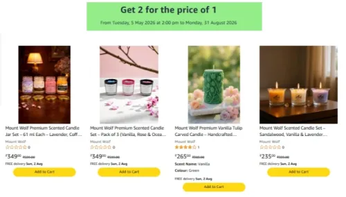 Image of Amazon Offer : Get 2 for the price of 1 on Candles