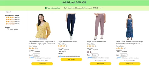 Image of Get Extra 20% Off on Tokyo Talkies Women's Clothing