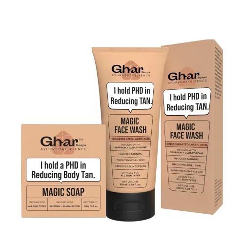 Image of Ghar Soaps Magic De-Tan Face Wash & Sandalwood Saffron Bath Soap