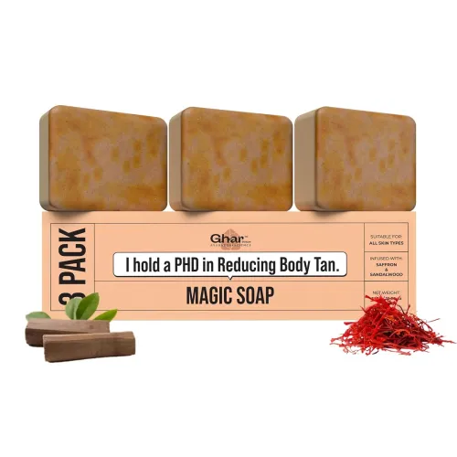 Image of Ghar Soaps Sandalwood & Saffron Bath Soap (Pack of 3, 300g)