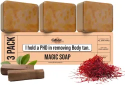 GharSoaps Wood And Saffron Soap (3 x 100 g)