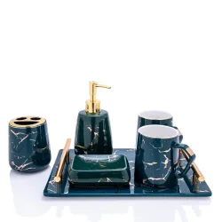 GIBOX Green Bathroom Accessories Set of 6 for Home