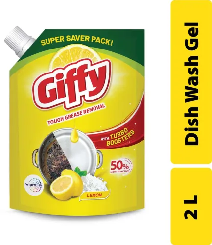 Image of Giffy Concentrated Liquid Dish Wash Gel with Active Salt & Lemon Dish Cleaning Gel (Lemon, 2000 ml)