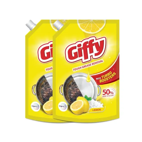 Image of Giffy Liquid Dishwash Gel 900ml (Pack of 2) | Lemon and Active Salt | 50% More Effective | Tough Grease Removal Expert |