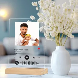 Giftplease Customised Photo and song Spotify Acrylic Frame With Wooden Stand