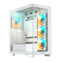 GIGABYTE C500 Panoramic Stealth ICE Mid Tower Gaming Cabinet | Panoramic Glass | Optimized Airflow Design | Supports Mini ITX/Micro ATX/ATX | 4 Pre-Installed ARGB Fans | USB 3.0 x2