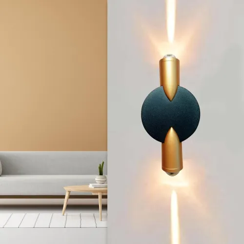 Image of GIGAWATTS 2W Wall Light 2 Way COB LED Exterior Indoor Mount Fixture Black Gold Up Down Sconce Lamp 