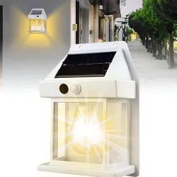 GIGAWATTS Solar Wall Light Outdoor Waterproof LED | Motion Sensor Solar Powered Lamp for Balcony, Garden, Terrace & Home | Automatic Wall Mounted Decorative Solar Light (Pack of 1, Warm Whit...